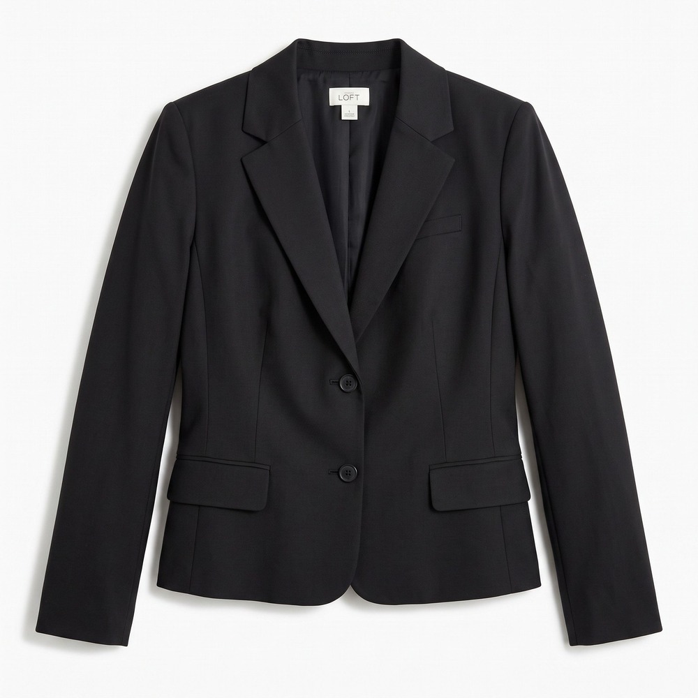 Ann Taylor LOFT 18 Black Womens Blazer Jacket Professional Preppy 2-Button